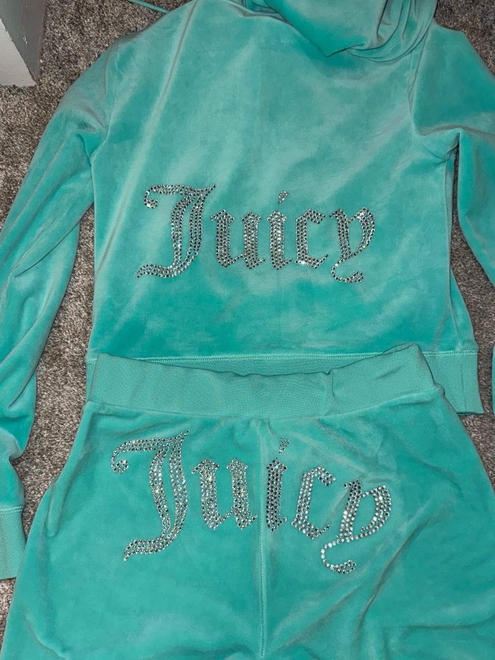 Juicy Couture teal Velour tracksuit size small